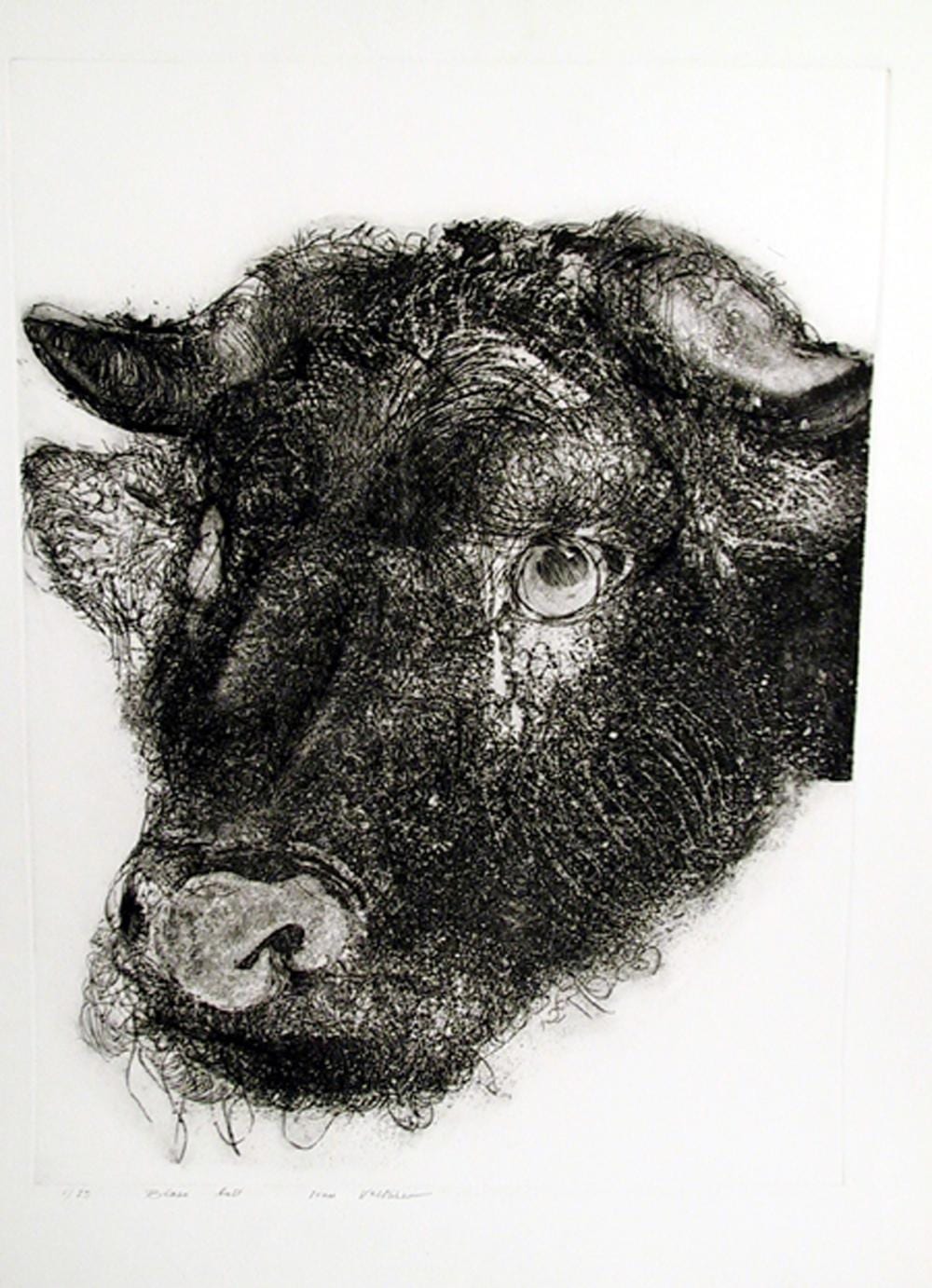 Ivan Valtchev comparable auction result: ivan valtchev black bull etching