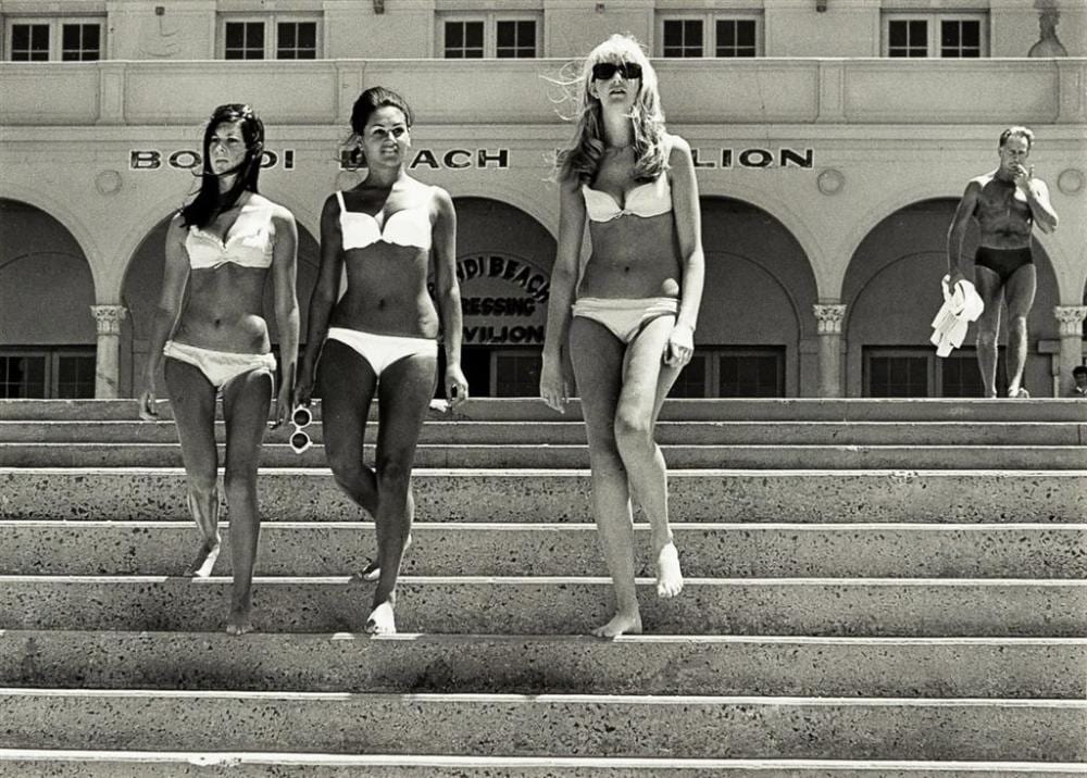Jeff Carter comparable auction result: jeff carter the three graces saturday arvo bondi beach 1965 silver geletin image 27 x 37cm frame 51 x 61cm