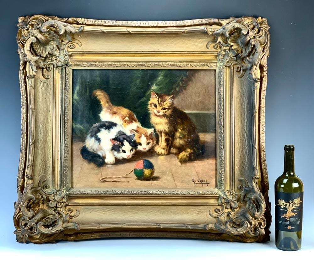 Gaston Corbier comparable auction result: gaston corbier 1869 1945 cats w ball painting