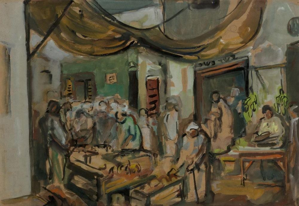 Aharon Avni comparable auction result: aharon avni market scene