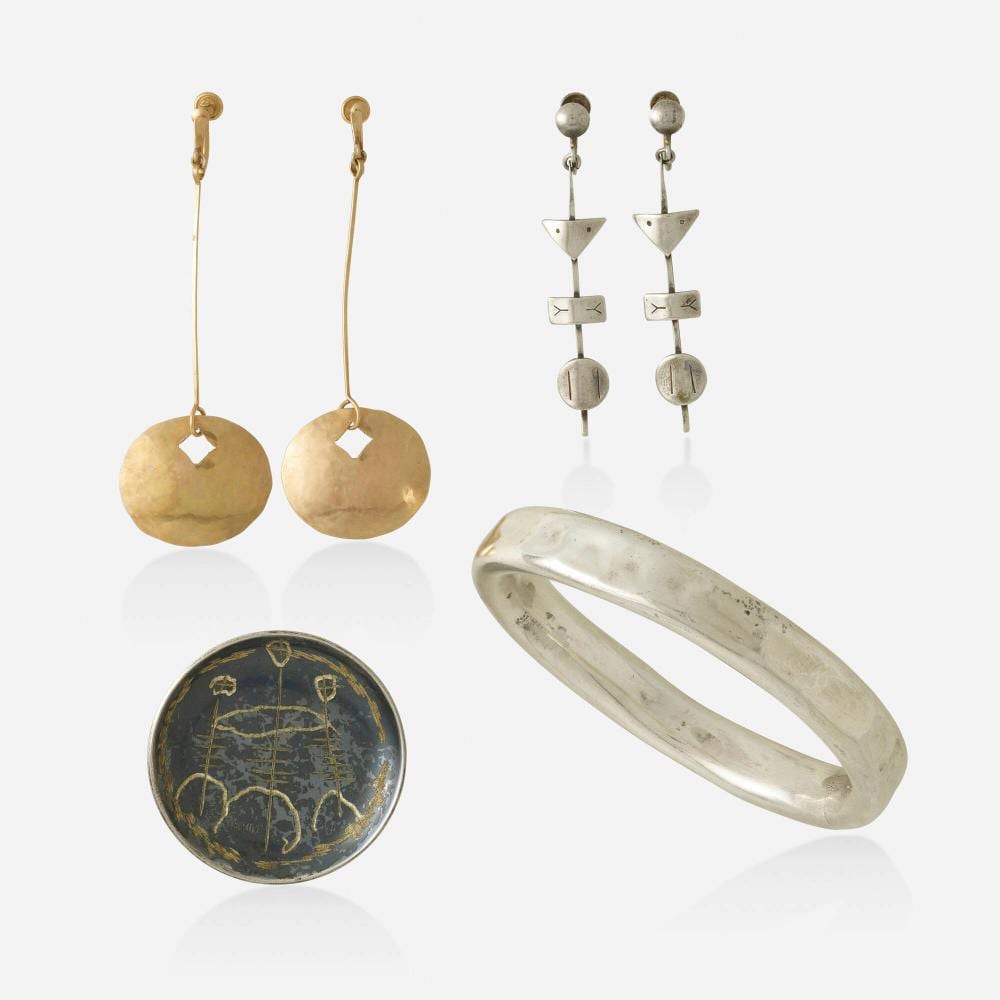 Ed Levin comparable auction result: ed levin group of sterling silver and gold jewelry