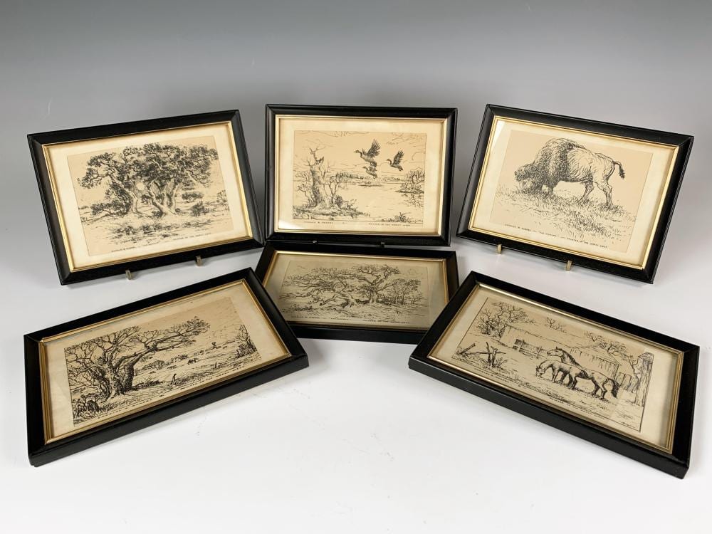 Charles B. Rogers comparable auction result: 6 pen ink prairie sketches by charles b rogers prints