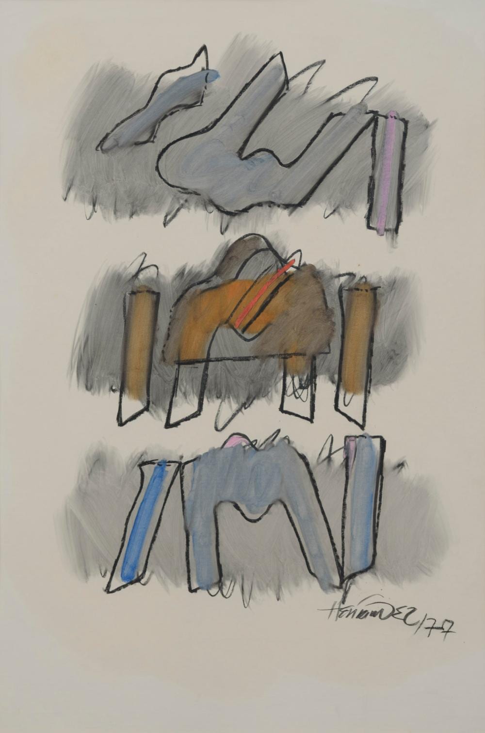 Manuel Hernandez ( 1928-2014) S/T, 1977 Técnica mixta sobre papel Medidas: 60x 39 cm comparable sale