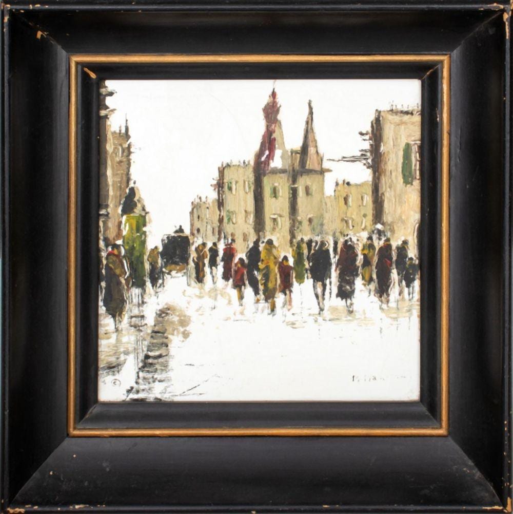mario maresca a street in paris oil on tile · Auctions at Showplace · 2023-10-15 Mario Maresca comparable auction result: mario maresca a street in paris oil on tile
