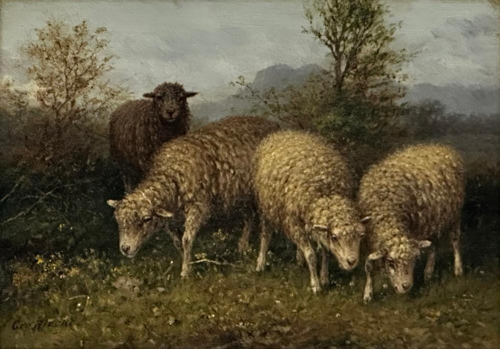 George Riecke comparable auction result: george riecke american 1848 1930 pastoral landscape with sheep