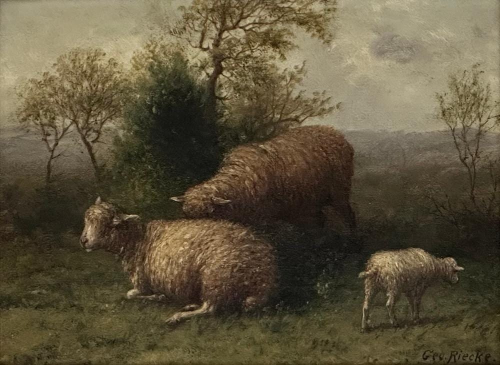 George Riecke comparable auction result: george riecke american 1848 1930 pastoral landscape with sheep