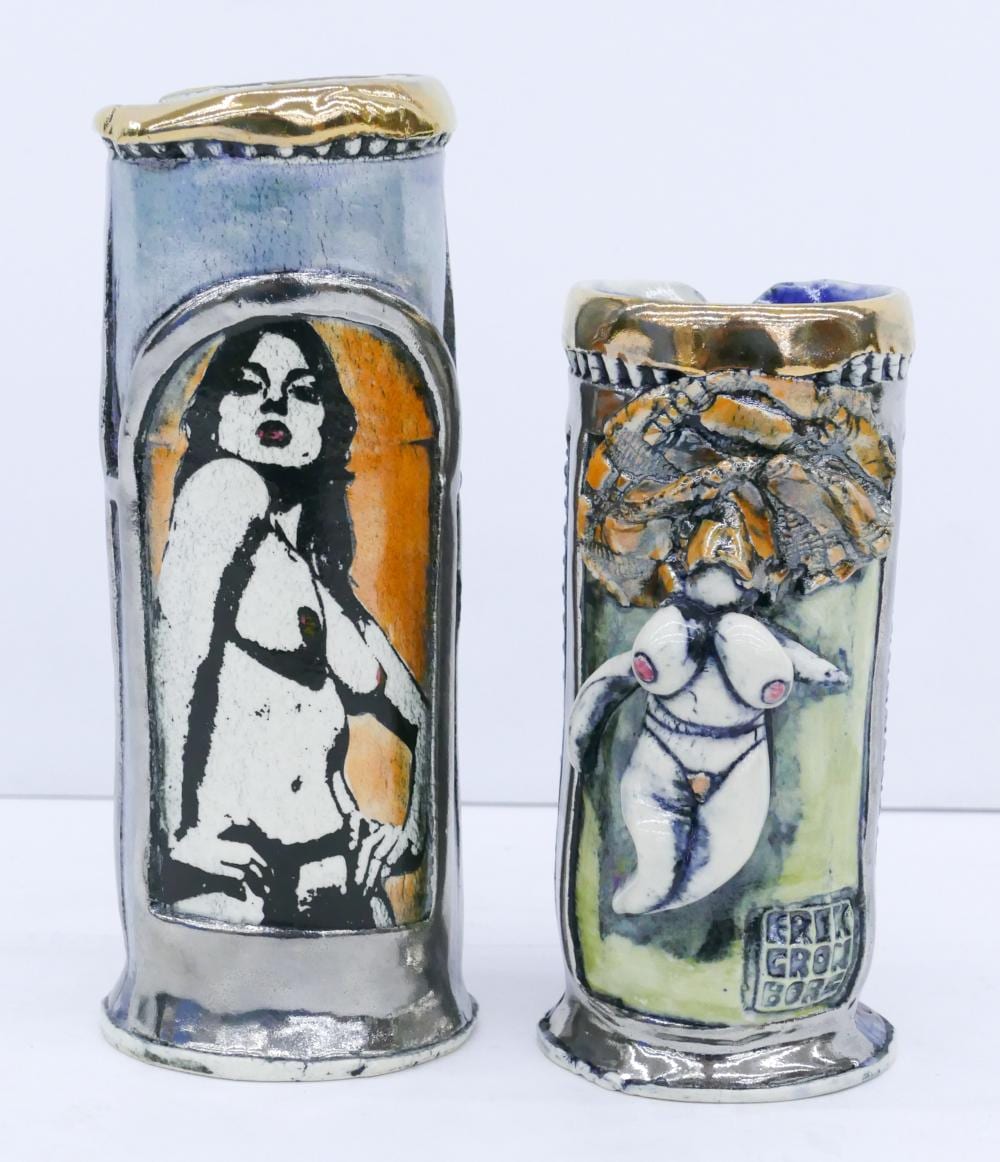 Erik Gronborg comparable auction result: 2pc erik gronborg funk mugs with nudes ceramic