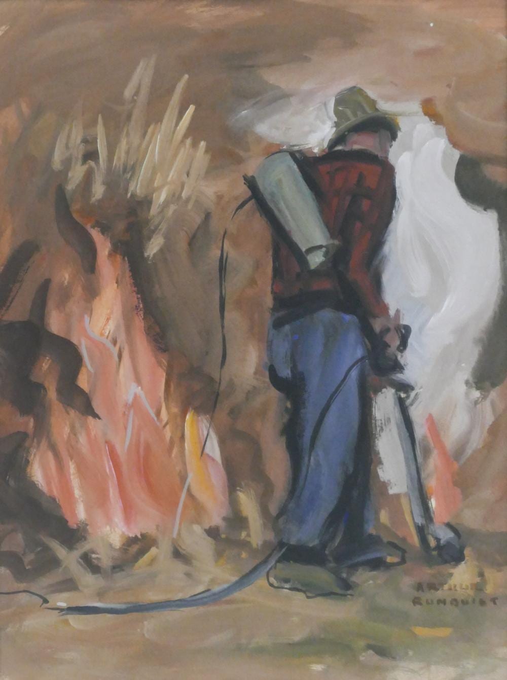 Arthur Runquist comparable auction result: arthur runquist firefighter oil