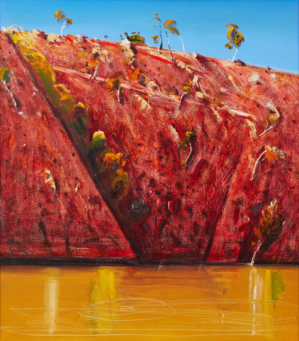 Bela Ivanyi comparable auction result: bela ivanyi hungarian 1936 2022 untitled central australian landscape oil on canvas 120 x 105cm 133 x 119cm framed