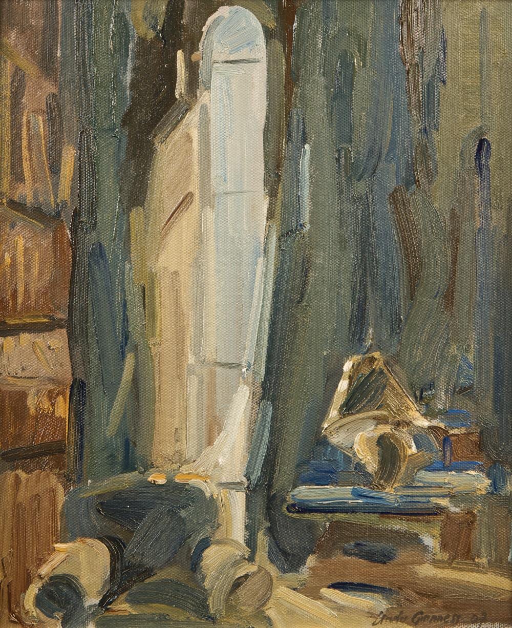 lindy guinness 1941 2020 corner of the library clandeboye oil on board 29 x 24 5cms 11 5 x 9 5 signed and dated 20 07 provenance sale these rooms 5 12 2011 lot 82 · Adam's · 2023-09-27 Lindy Guinness comparable auction result: lindy guinness 1941 2020 corner of the library clandeboye oil on board 29 x 24 5cms 11 5 x 9 5 signed and dated 20 07 provenance sale these rooms 5 12 2011 lot 82