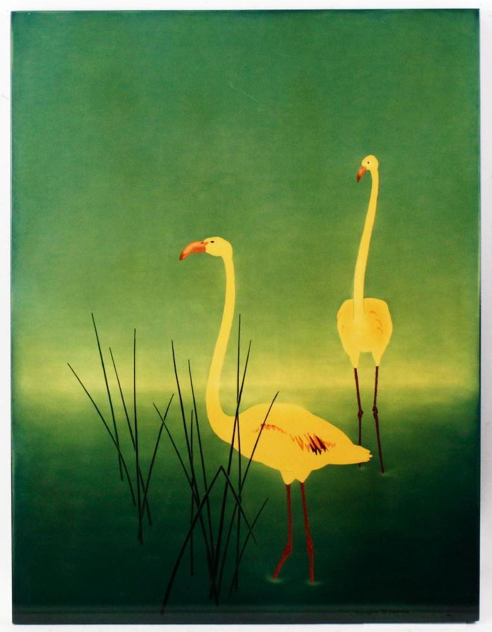 Bernard Dunand comparable auction result: bernard dunand flamingos oil lacquer