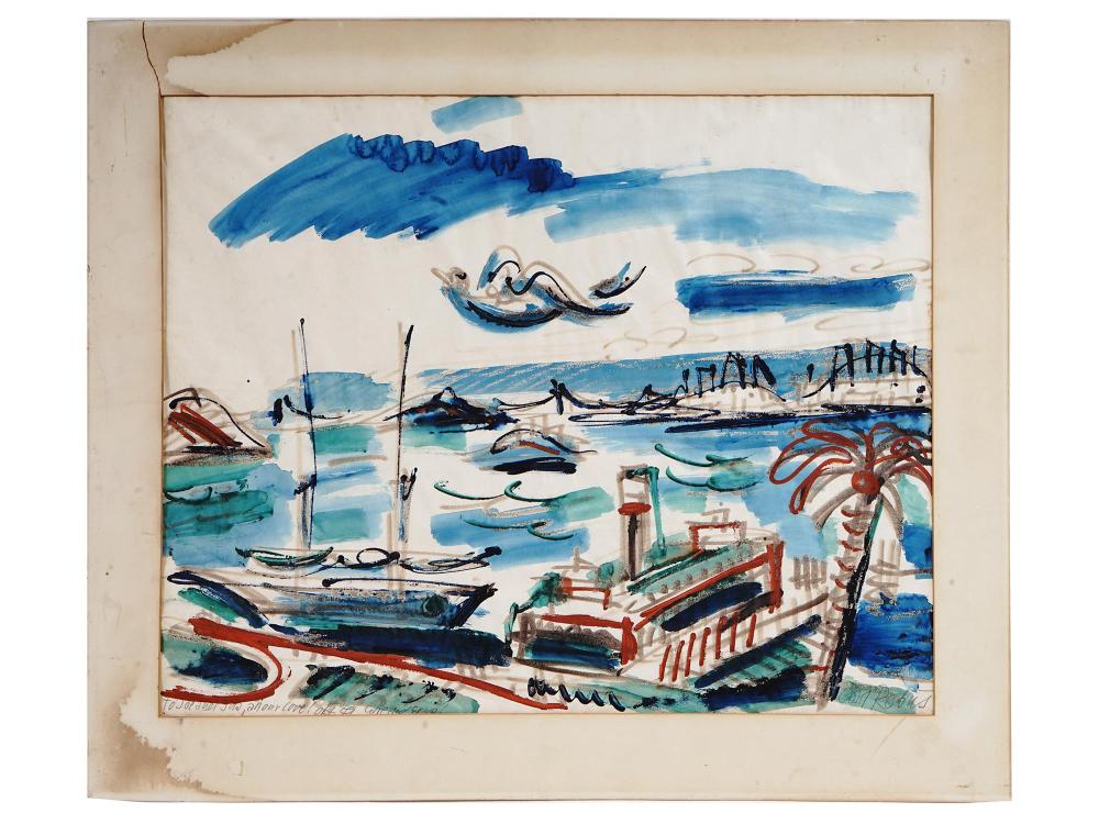 Carl Rabus comparable auction result: german seascape watercolor painting by carl rabus