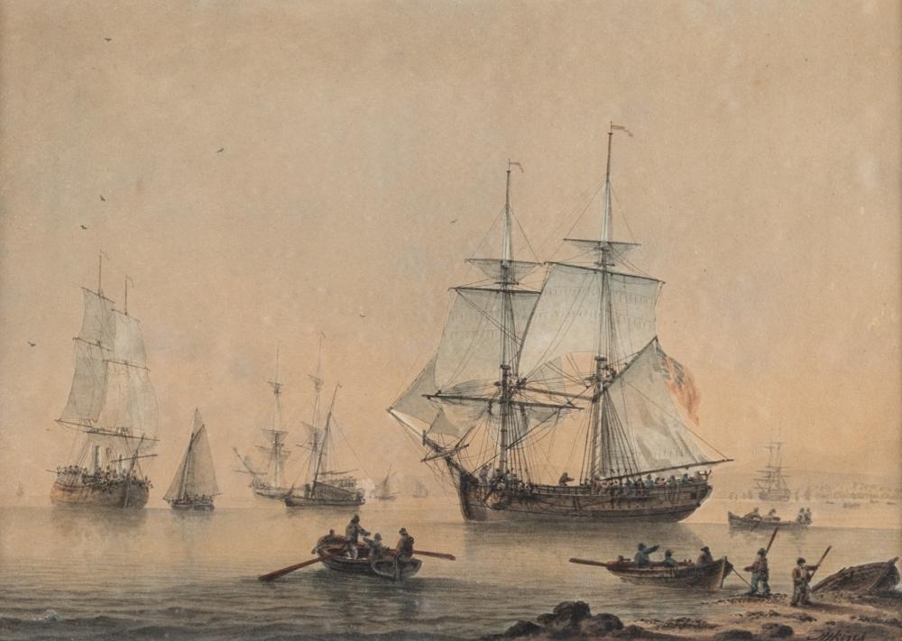 Samuel (1760) Atkins comparable auction result: samuel atkins 1760 1808 royal navy ships off the coast