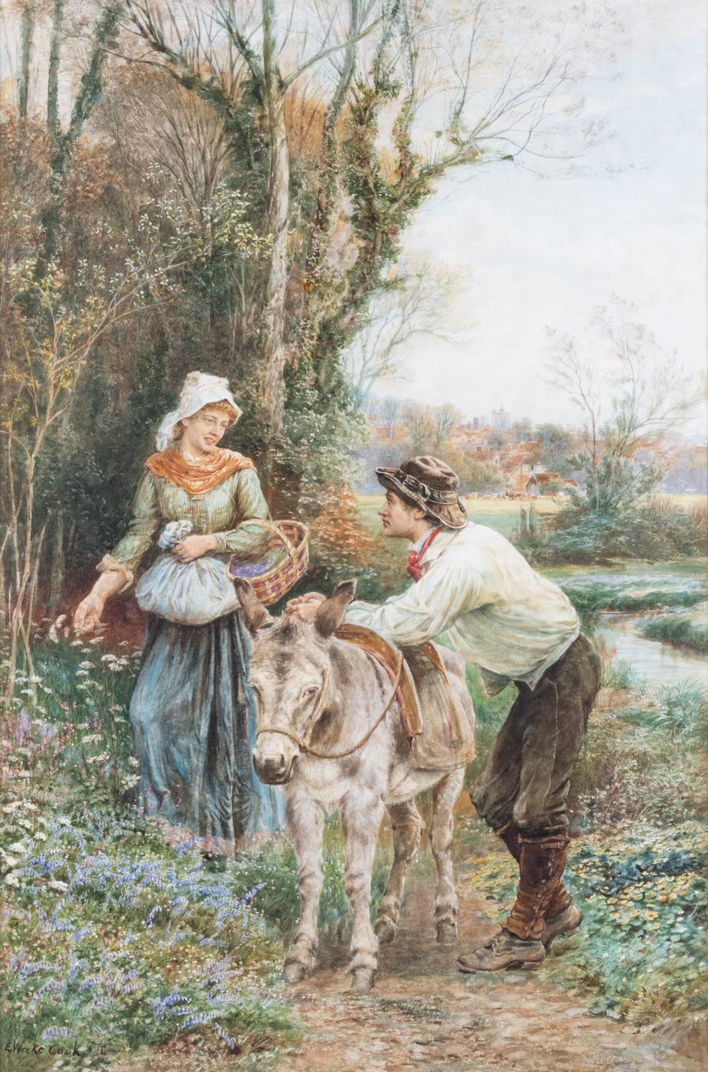 Ebenezer Wake Cook comparable auction result: ebenezer wake cook 1843 1926 collecting flowers by the river