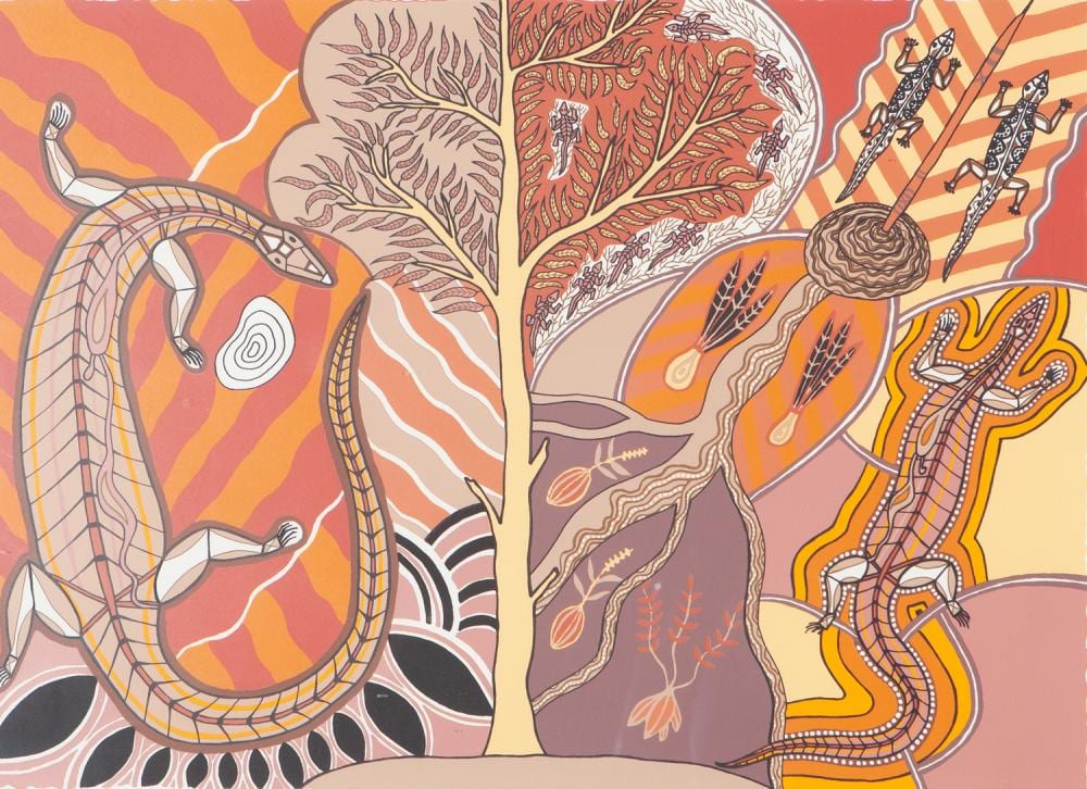 Doris Gingingara comparable auction result: doris gingingara banishment of the goanna silkscreen