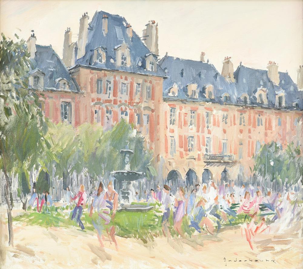 Paul-Jean Anderbouhr comparable auction result: paul jean anderbouhr french 1909 2006 a painting fontaine de la place de vosges paris