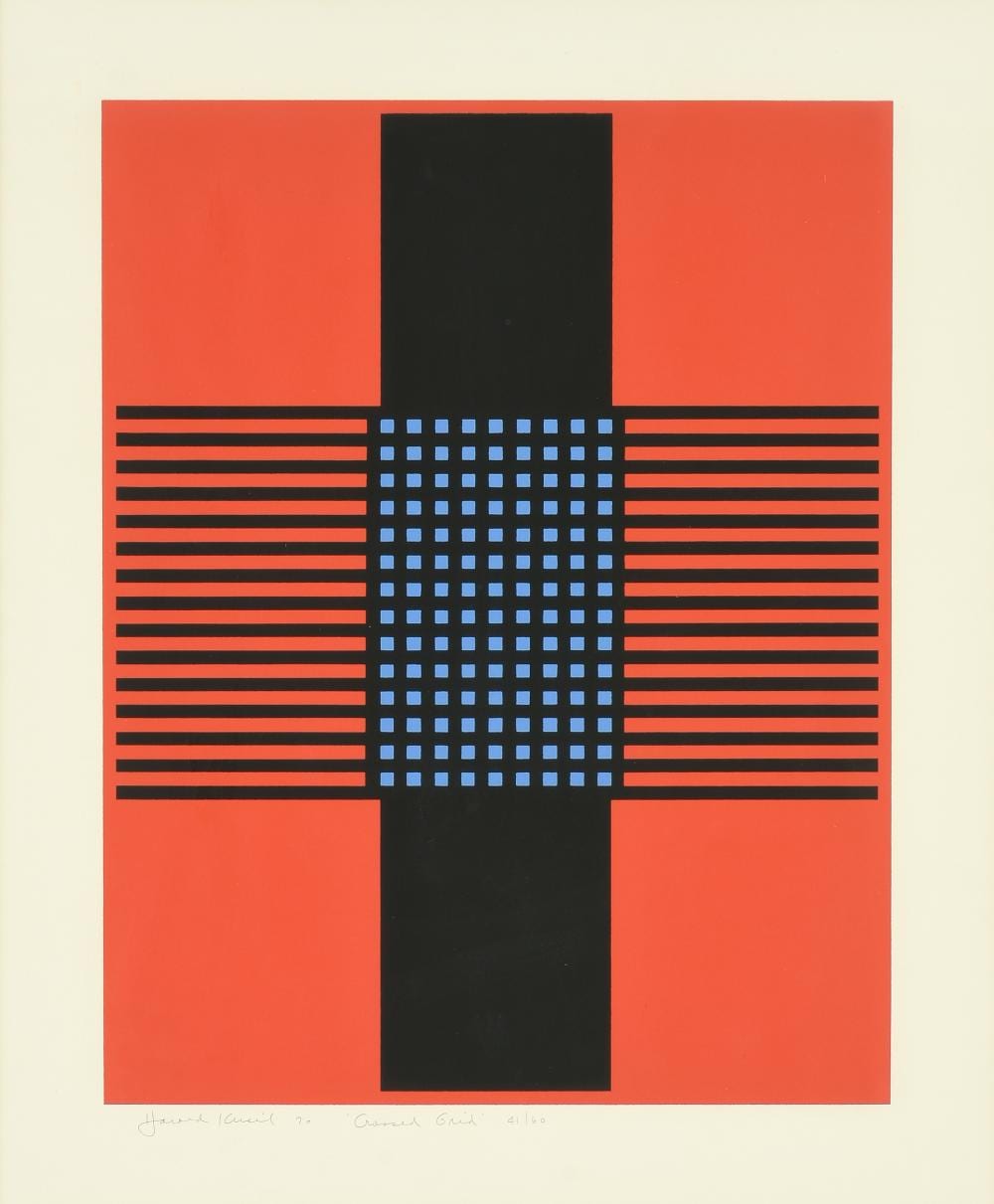 Harold Krisel comparable auction result: harold krisel american 1920 1995 a print crossed grid 1970