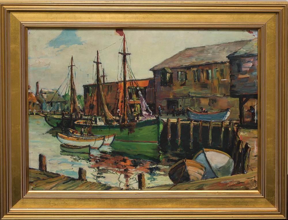 G. Turland Goosey comparable auction result: ne harbor scene by george turland