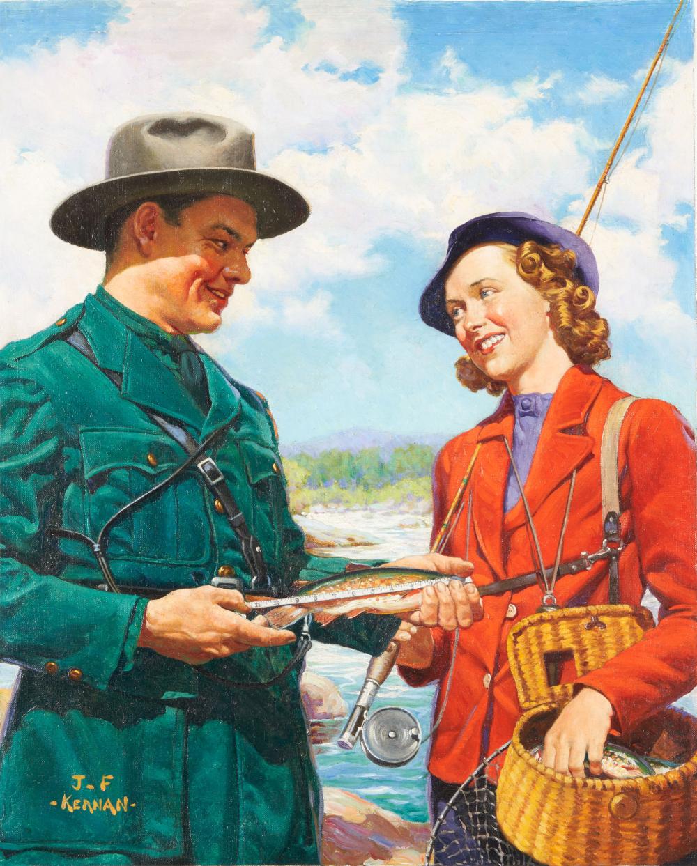 Joseph Kernan comparable auction result: joseph f kernan american 1878 1958 a good catch 26 x 22 in framed 30 x 26 x 2 in