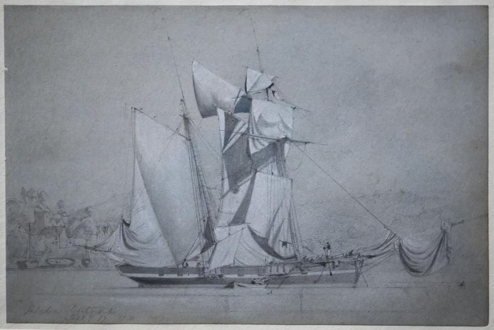 calvert richard jones 1804 1877 sketch of tall ship pencil dated aug 2 1824 27 x 17 5 cm · Andrew Smith & Son · 2023-09-13 Calvert Richard Jones comparable auction result: calvert richard jones 1804 1877 sketch of tall ship pencil dated aug 2 1824 27 x 17 5 cm