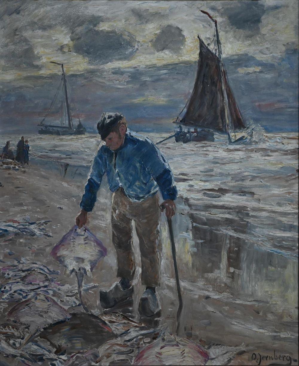 Olof Jernberg comparable auction result: olof jernberg 1855 1935 fische am meer fisherman oil on canvas signed lower right 80 x