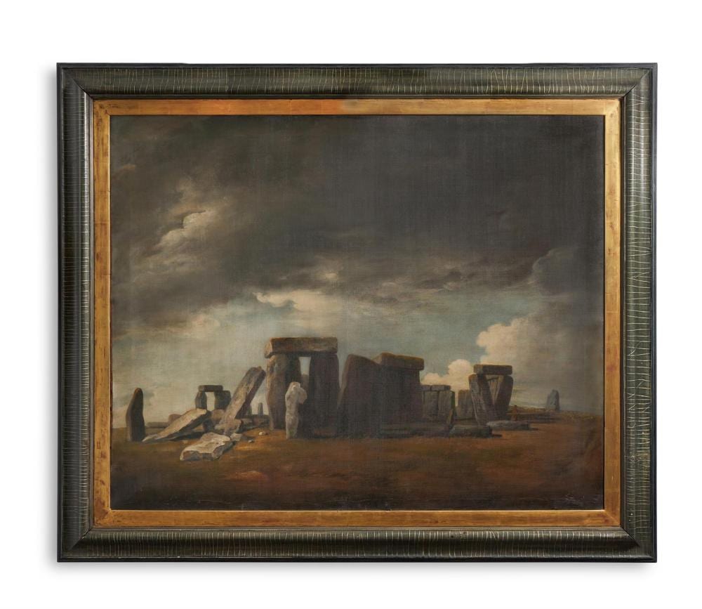 Samuel Woodforde comparable auction result: samuel woodforde english 1763 1817 stonehenge with a shepherd and flock of sheep in the distance