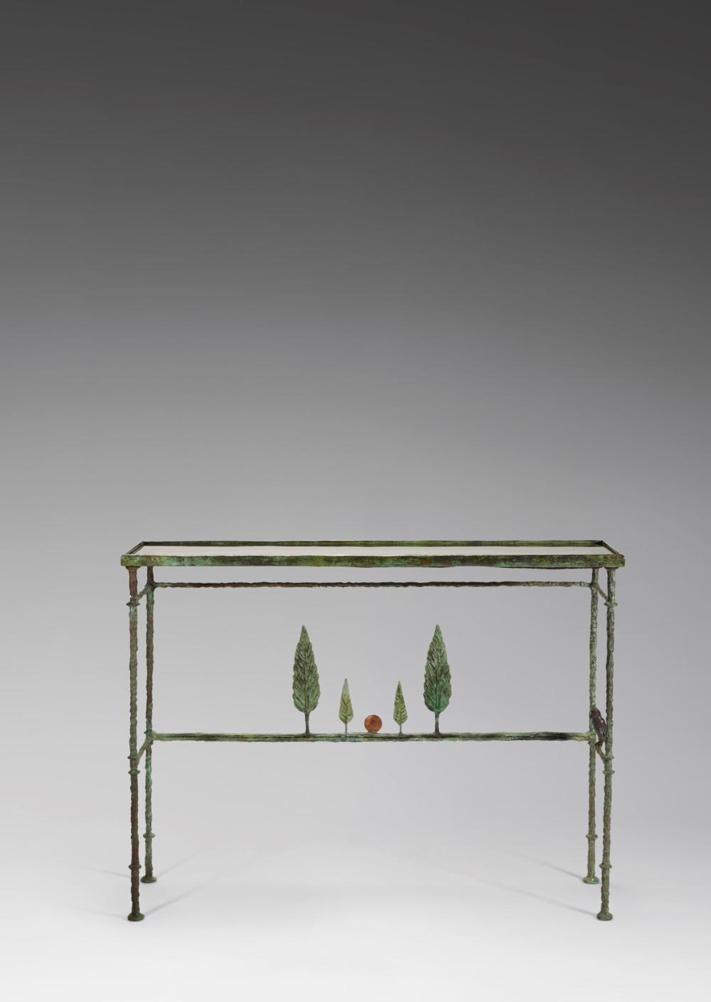 Diego Giacometti (1902-1985) La console 'Hommage à Böcklin' bronze and iron comparable sale