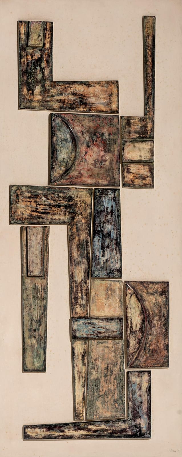 Ferdinand Vonck comparable auction result: ferdinand vonck 1921 2010 composition 1956 mixed media 104 x 43 cm 40 9 x 16 9 in