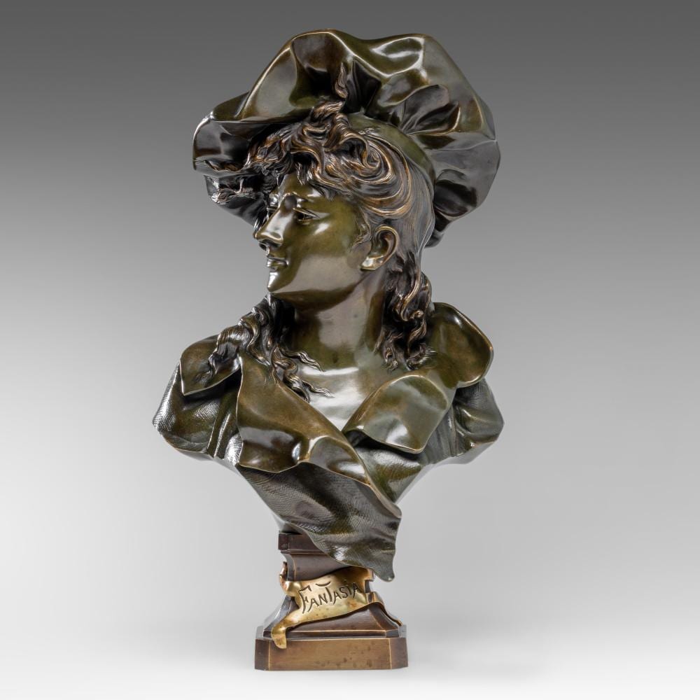 Anton Nelson comparable auction result: anton nelson 1849 1910 fantasia green patinated bronze bust h 48 cm