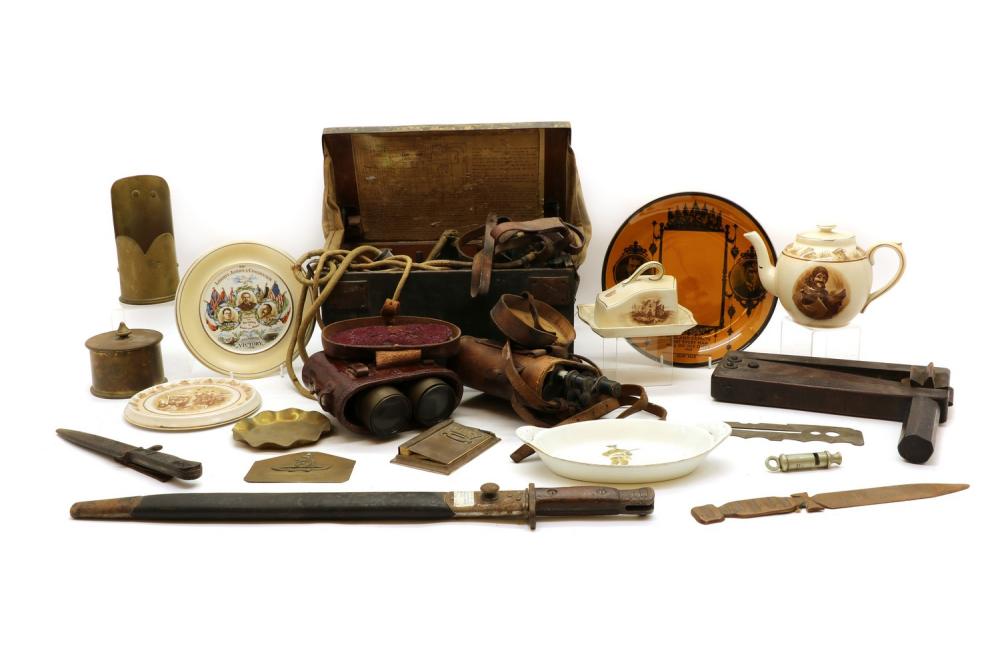 A group of WWI memorabilia, equipment and trench art sold by Sworders, lot 123A — auction record photograph
