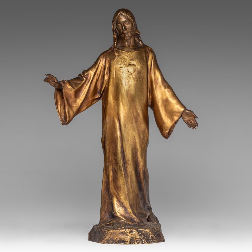 Paul Gasq comparable auction result: paul gasq 1860 1944 the blessing of christ gilt bronze h 43 cm