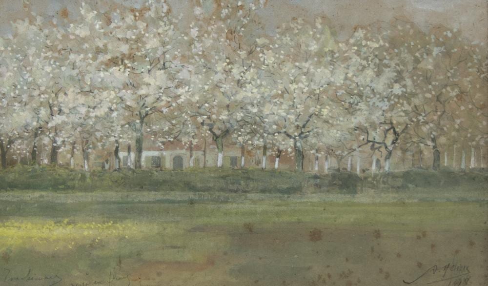 Armand Jean Heins comparable auction result: armand heins 1856 1938 pastel flowering orchard signed and dated 1918
