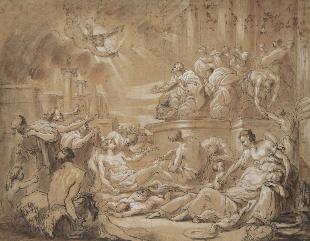 Ary de Vois comparable auction result: ary de vois 1631 1680 attrib watercolour ink drawing biblical tableau