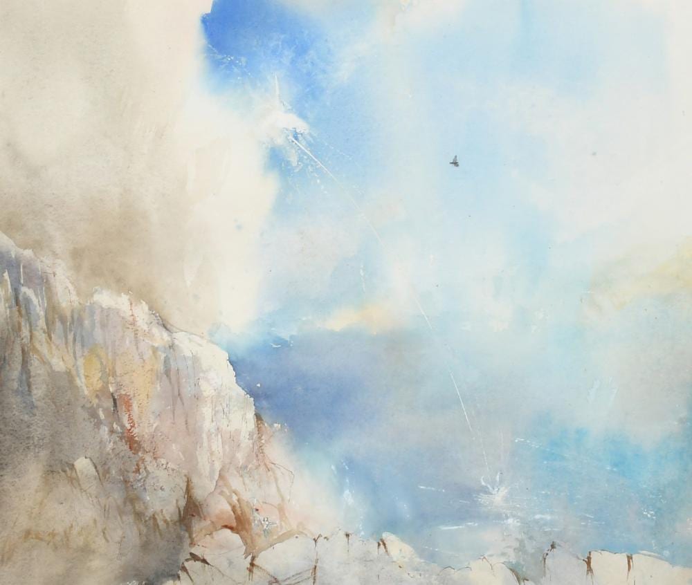 Leslie Charles Worth comparable auction result: leslie worth 1923 2009 the fall of icarus watercolour labels verso 15 5 x 18 25 39 5x46 5cm