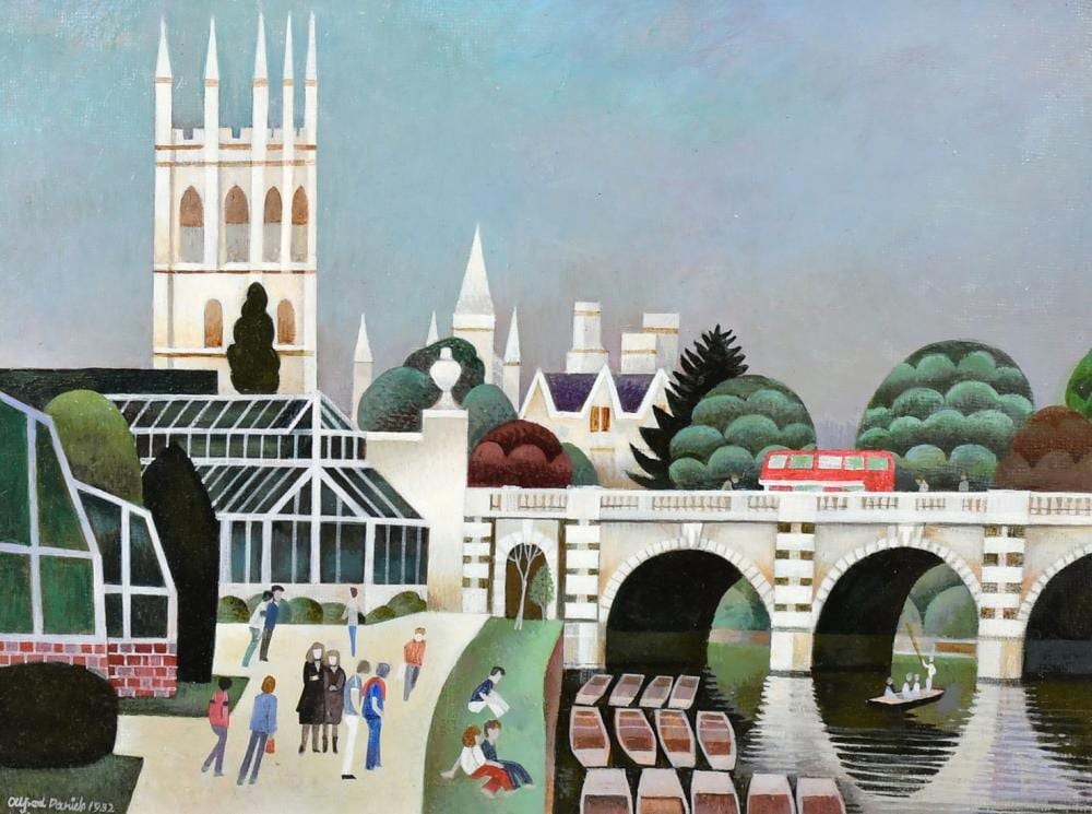 Alfred Daniels comparable auction result: alfred daniels b 1926 british the restored magdalen tower oxford oil on board signed and dated 1982 i