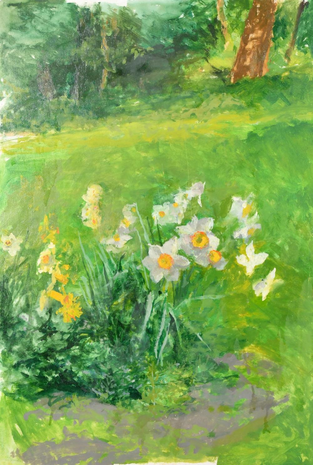 Fred Dubery comparable auction result: fred dubery 1926 2011 a study of daffodils in a park oil on board 24 x 17 61 x 43cm unframed from t