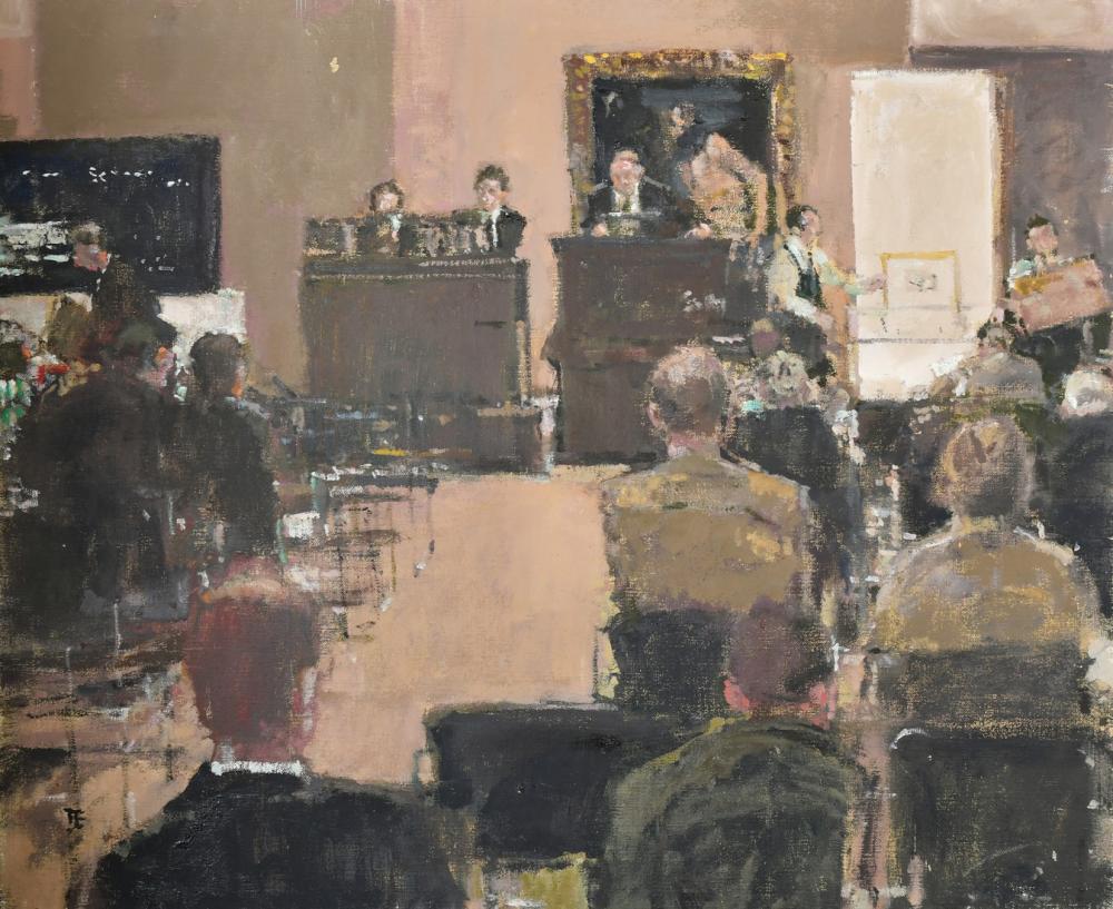 Thomas John Coates comparable auction result: tom coates b 1941 british sotheby s interior scene of seated figures attending an auction with porters