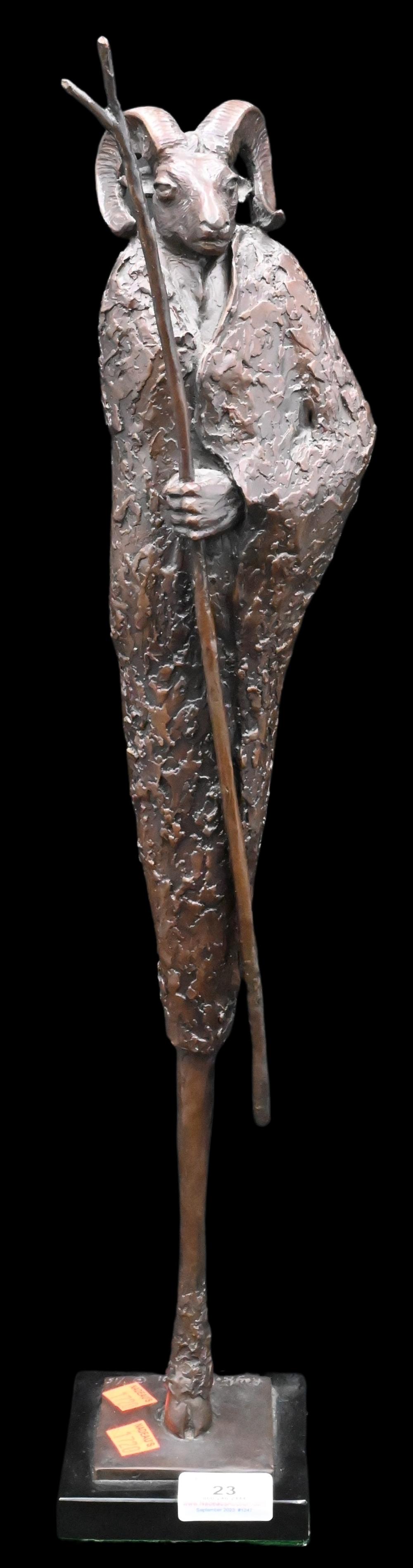 ray kobald mexican american b 1931 bronze bronze sculpture of half man half ram figure perched in homage to the plains people and animals height 23 inches · Nadeau's Auction Gallery · 2023-09-23 Ray Kobald comparable auction result: ray kobald mexican american b 1931 bronze bronze sculpture of half man half ram figure perched in homage to the plains people and animals height 23 inches