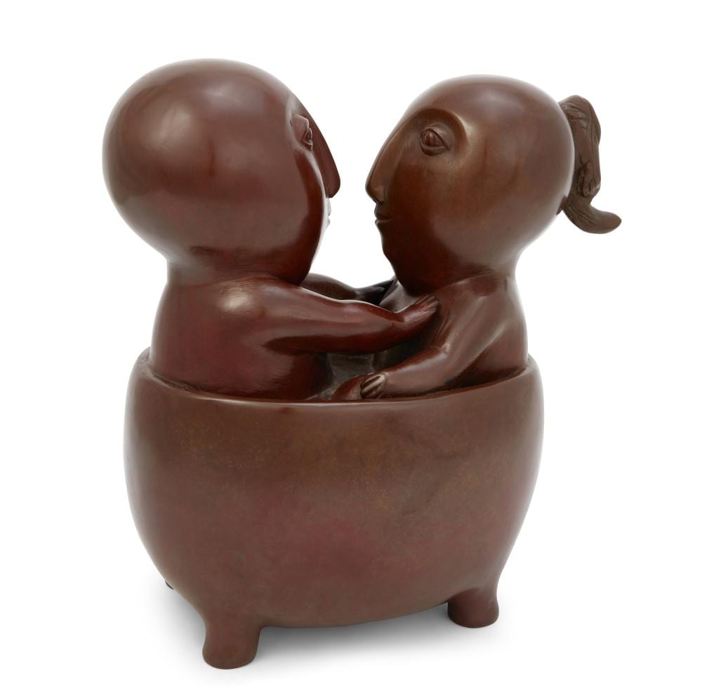 Odile Kinart comparable auction result: odile kinart belgian b 1945 t te t te patinated bronze 14 1 4 x 14 x 7in 36 x 35 5 x 17 5cm