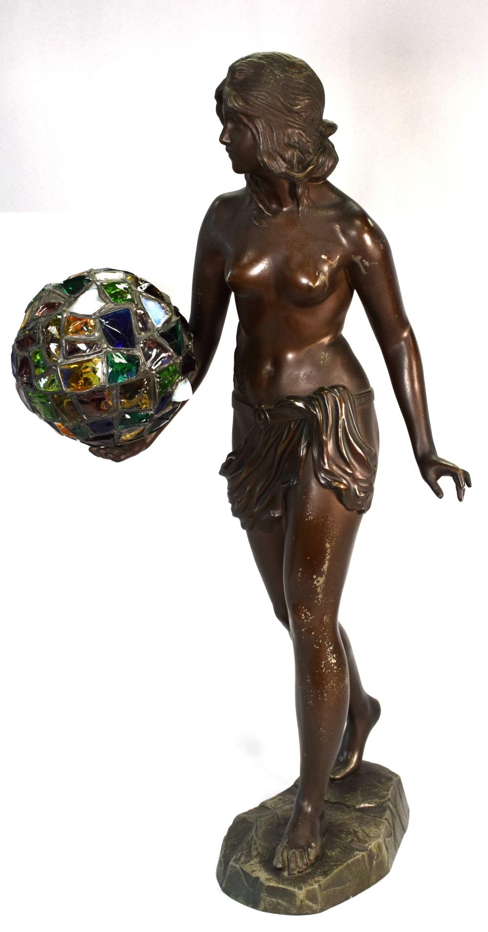 Paul Aichele comparable auction result: paul aichele signed metal nude table lamp