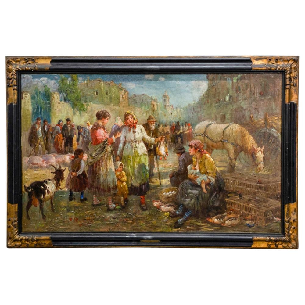 Federico Morello comparable auction result: federico morello italian mercato di forli oil on canvas