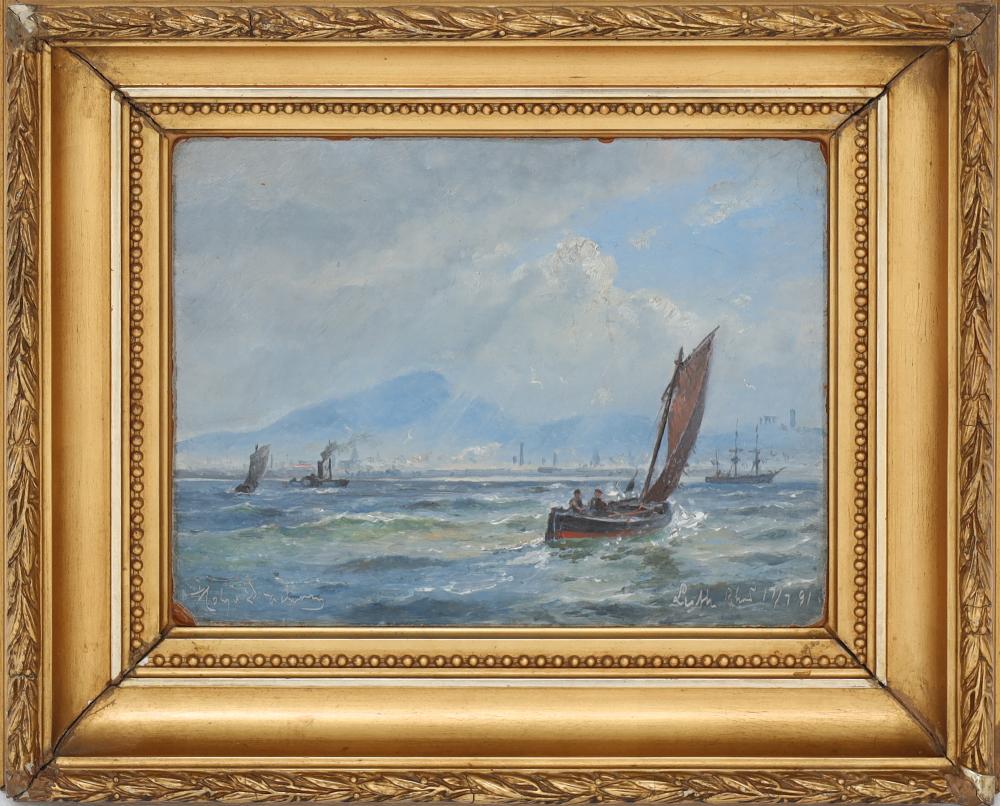 holger drachmann 1848 1908 sydlandsk marine med sejlb de og damper med bjerglandskab i baggrunden olie p malerpap · Auktionshuset.com · 2023-09-21 Holger Drachmann comparable auction result: holger drachmann 1848 1908 sydlandsk marine med sejlb de og damper med bjerglandskab i baggrunden olie p malerpap