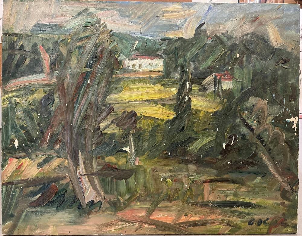 Pierre Gogois comparable auction result: pierre gogois n en 1935 ensemble de quatre oeuvres paysage vue de fleuve huile sur toile sign e en bas droite