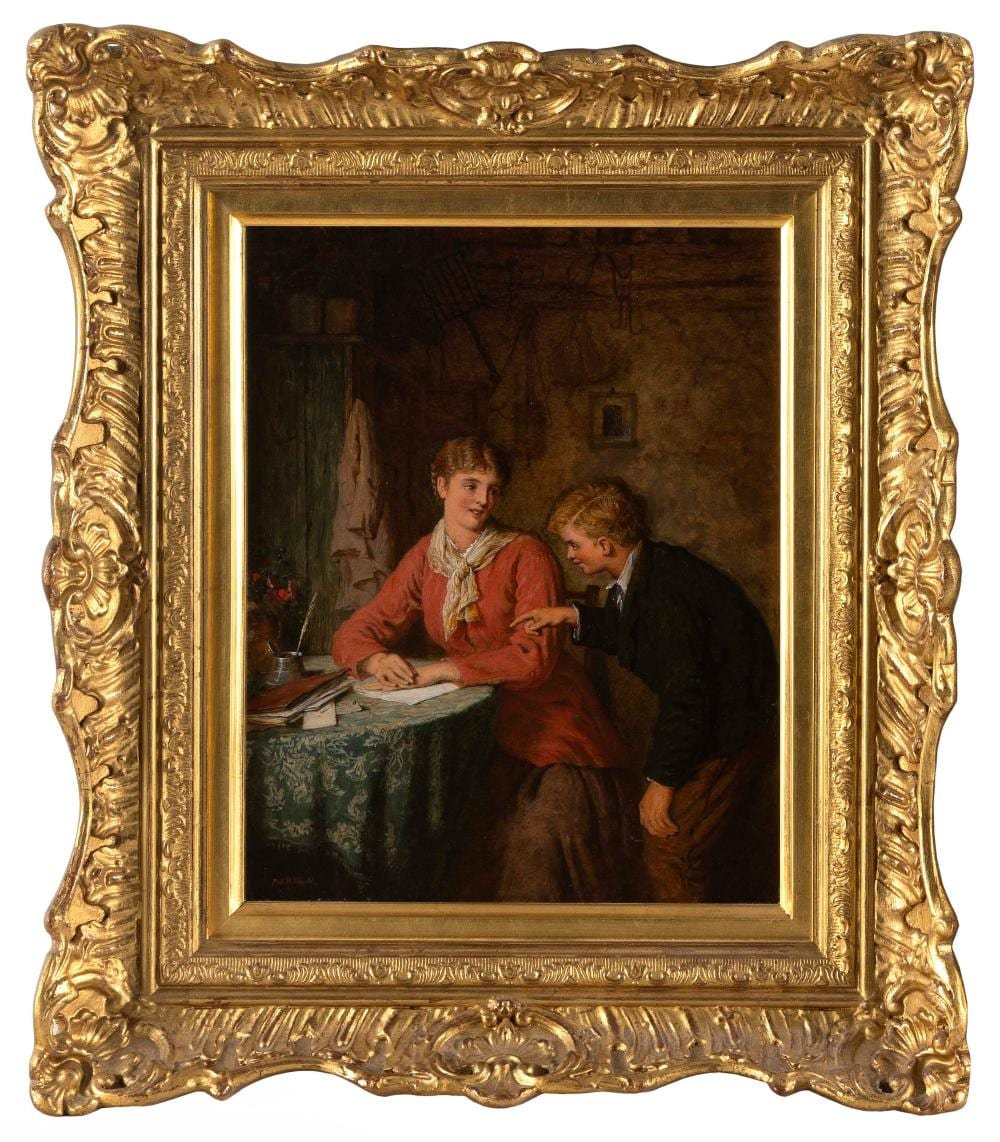 Robert W. Wright comparable auction result: robert w wright england fl 1880 1906 two figures at a table oil on board 10 x 7 75 framed 15 x 13