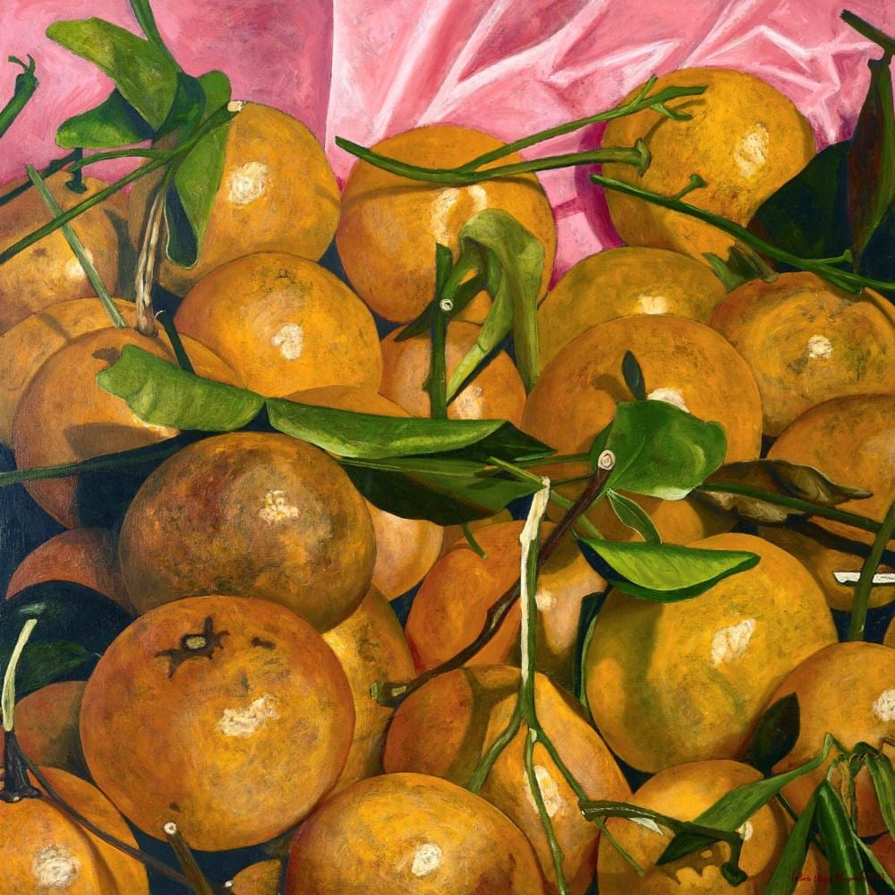 pedro diego alvarado b 1956 mandarinas con fondo rosa oil on canvas 47 · Christie's · 2023-10-20 Pedro Diego Alvarado comparable auction result: pedro diego alvarado b 1956 mandarinas con fondo rosa oil on canvas 47