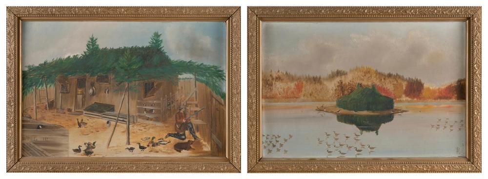 Lee White comparable auction result: lee white canada 20th century two sporting scenes oils on academy board