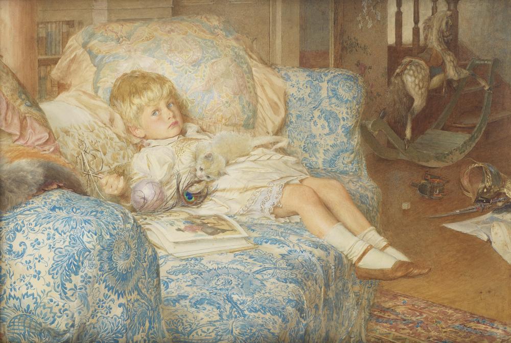 Edward John Gregory comparable auction result: edward john gregory british 1850 1909 portrait of leslie newall reclining on a sofa