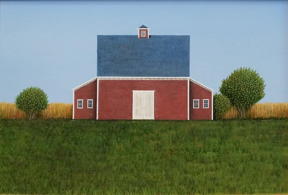 Theodore Jeremenko comparable auction result: theodore jeremenko american b 1938 red barn acrylic on canvas signed and dated on verso frame 11 x 16 in 27 9 x 40 6 cm