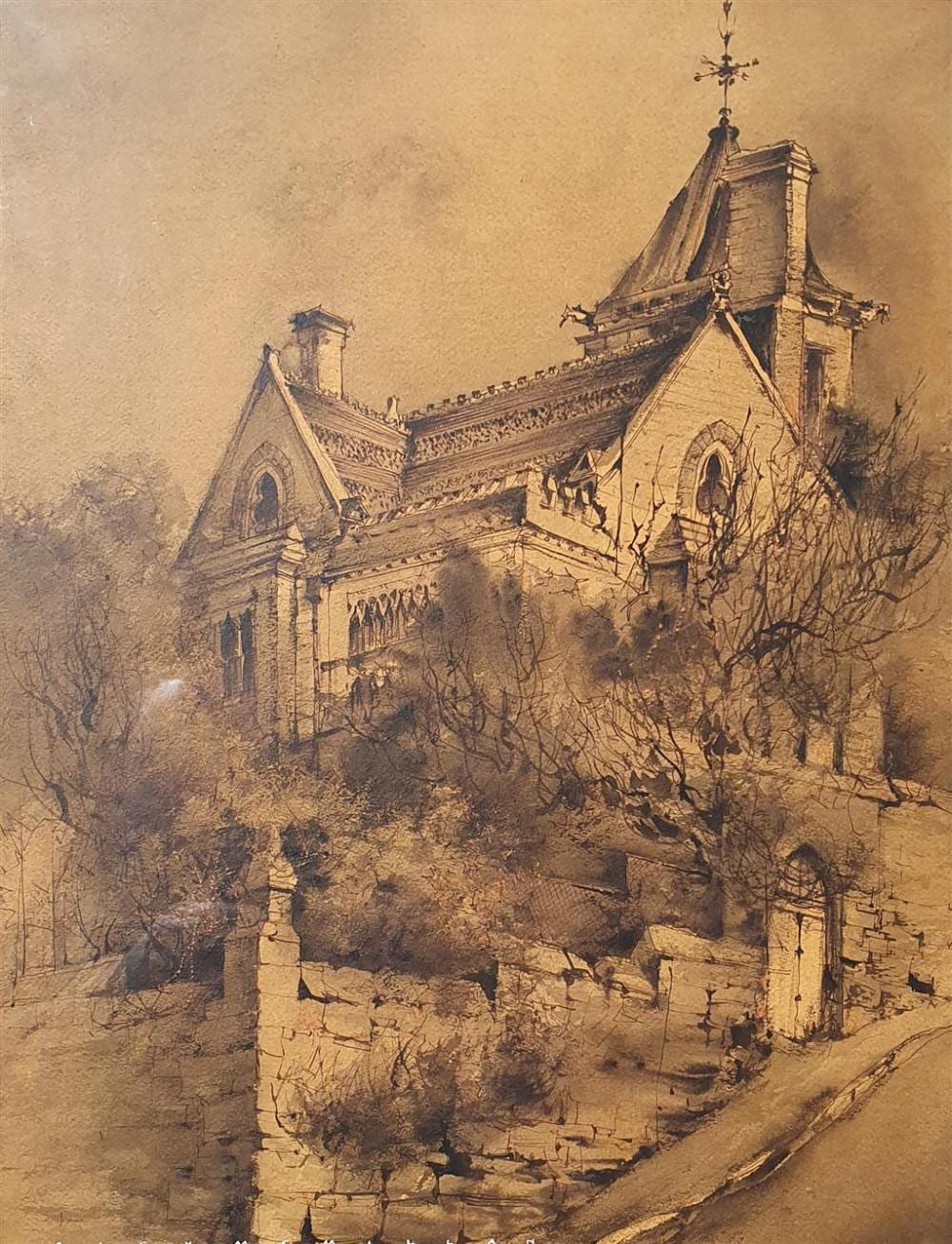 Alex McMillan comparable auction result: alex mcmillan australia 1910 1987 the abbey annandale watercolour and ink signed lower left 48 x 37 cm framed 58 x 48 cm