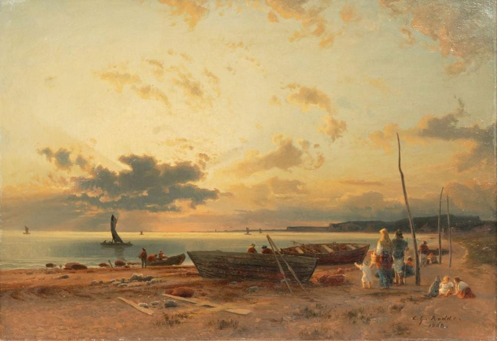 Carl Gustav Rodde comparable auction result: carl gustav rodde danzig 1830 berlin 1906 beach sunset